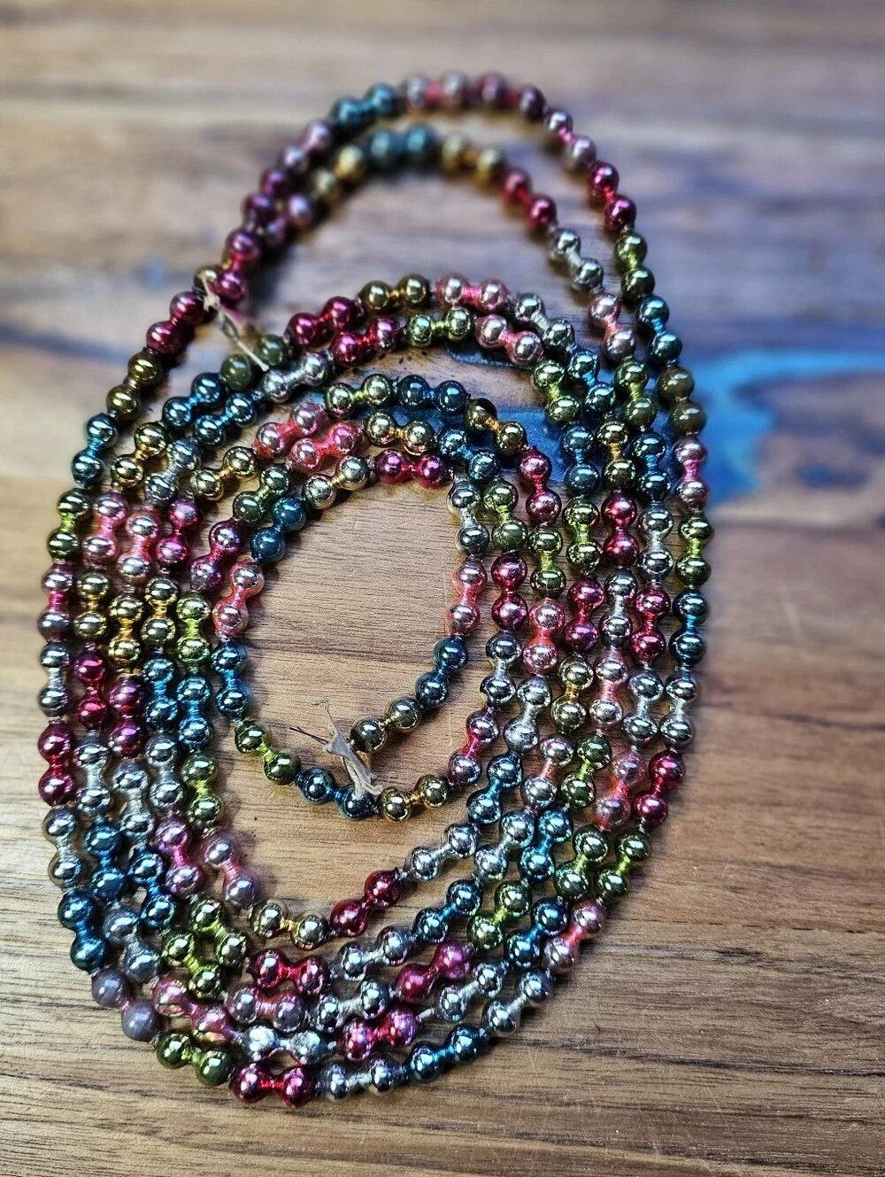 Vintage Multi-color Mercury Glass Bead Tree Garland Vintage 1950's Retro 8 Ft